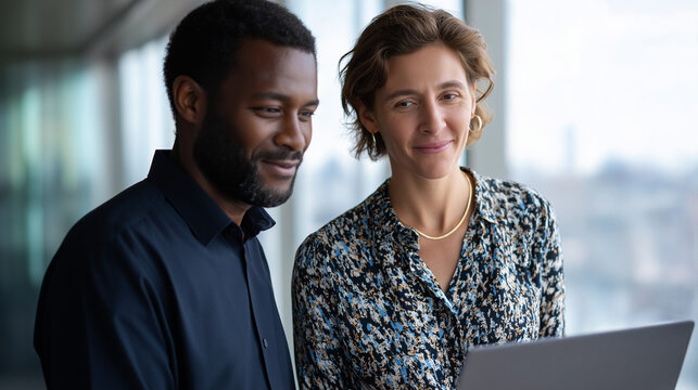Multiethnic Colleagues Discussing Project Insights in Modern Office
