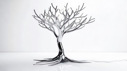 Modern metallic tree sculpture