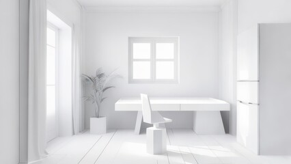Fototapeta premium Minimalist white room interior