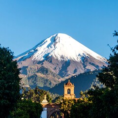 Mountaintop view with church