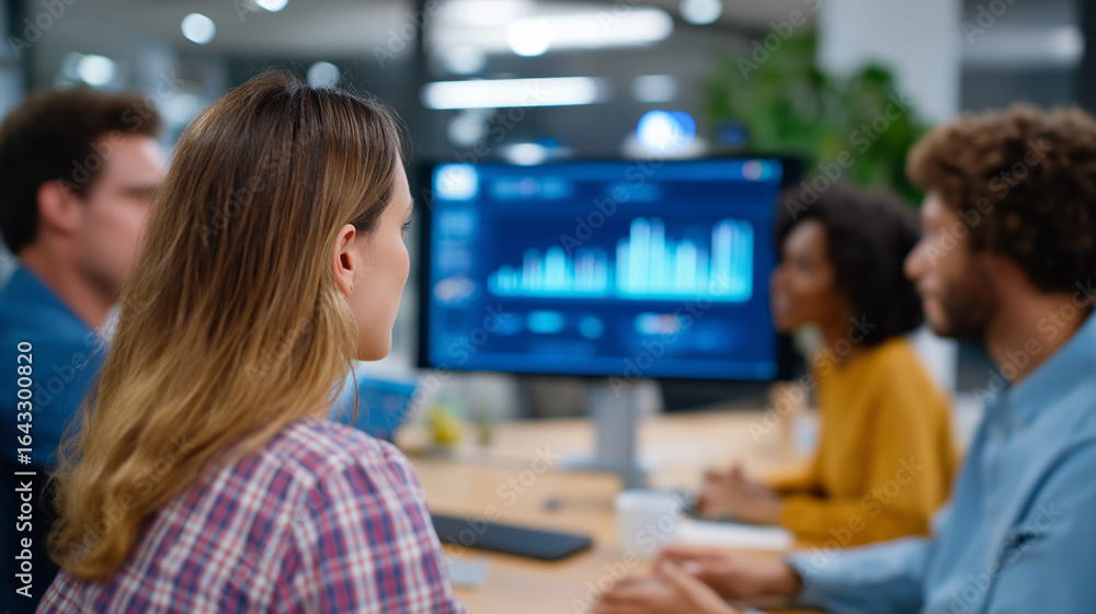 Aufkleber diverse data science team collaborating on digital reports