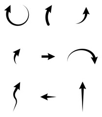 Curved and Straight Arrow Flat Design Vector Icons Set