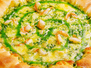 Delicious shrimp and pesto dish served in a crusty bowl during dinner