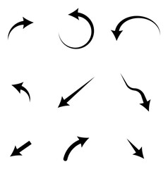 Curved and Straight Arrow Flat Design Vector Icons Set