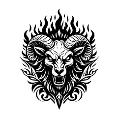 Fototapeta premium Demonic Ram Head Illustration