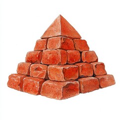 Obraz premium Red Brick Pyramid on White Background A Geometric Composition and Structural Detail