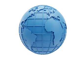 Obraz premium Blue globe representing the planet earth with continents and oceans, isolated on transparent background
