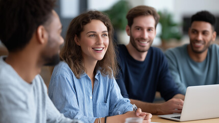 Diverse Business Team Collaborating on Digital Marketing Strategy