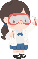 Cartoon Scientist Girl Illustration student