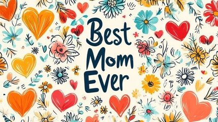 Charming 'Best Mom Ever' floral design for heartfelt Mother's Day celebrations