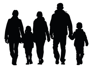 Graphic silhouettes of diverse family units, suitable for web design, insurance brochures, support services and child development presentations