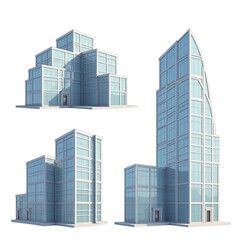 Obraz premium Modern cityscape buildings isolated on transparent background
