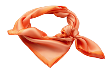 Peachy silk scarf, tied in knot