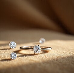 Rose gold ring with a single center diamond, minimalist and modern design. Set against a clean white background.
