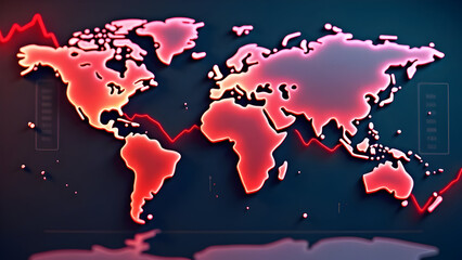 Liquid Arrow Melting Over a Glitching World Map