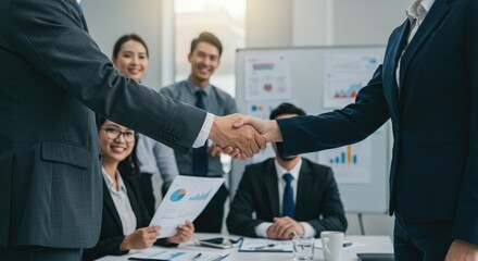 Business Team Handshake Agreement Office Meeting Collaboration Success.