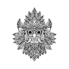 Obraz premium Detailed monochrome drawing of a mythical creature with ornate patterns and sharp teeth design art