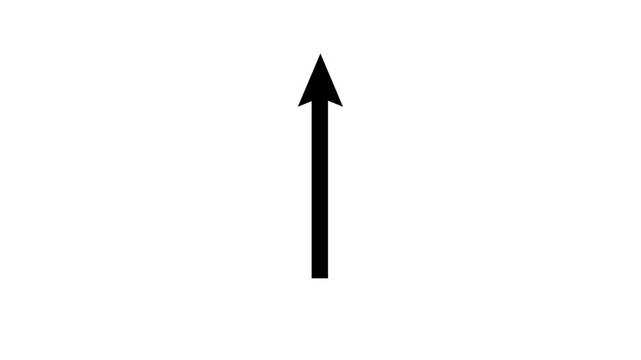 Straight up arrow, clean black directional icon for minimal navigation indicators in creative media projects with pointing effects and vector motion graphic animation styles
