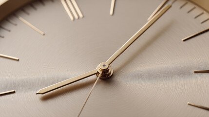 Golden clock hand closeup with elegant design