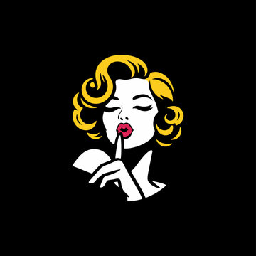 cover pinup girl silent pose beauty silhouette drawing vector	
