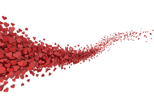 Romantic cascade of red hearts flowing gently, perfect for Valentine's Day or love themed designs and backgrounds