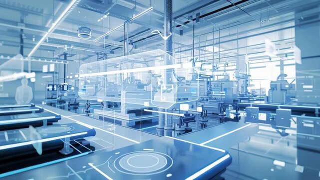 Precision Engineering: A futuristic factory setting showcasing the seamless operation of cutting-edge machinery and technology, symbolizing innovation and efficiency.
