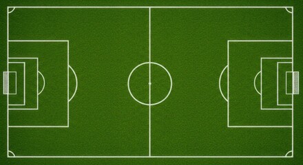 Top-down illustration of a soccer or football field layout. Green pitch diagram for sports strategy and tactics.