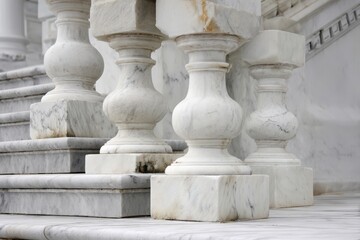 Fototapeta premium A row of impressive columns and stairs in front of a grand building