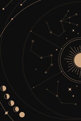 Esoteric celestial background, aesthetic dark sky design