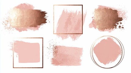 Abstract Brushstrokes with Frames - Vector Illustration