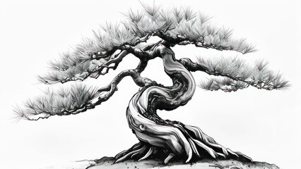 Intricate bonsai tree