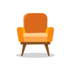 Naklejka premium Retro Orange Armchair Furniture Illustration: Comfortable Seating, Relaxing Home Interior Decor Element