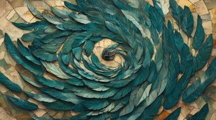 Obraz premium Artistic representation of feathers in swirling formation with textured background