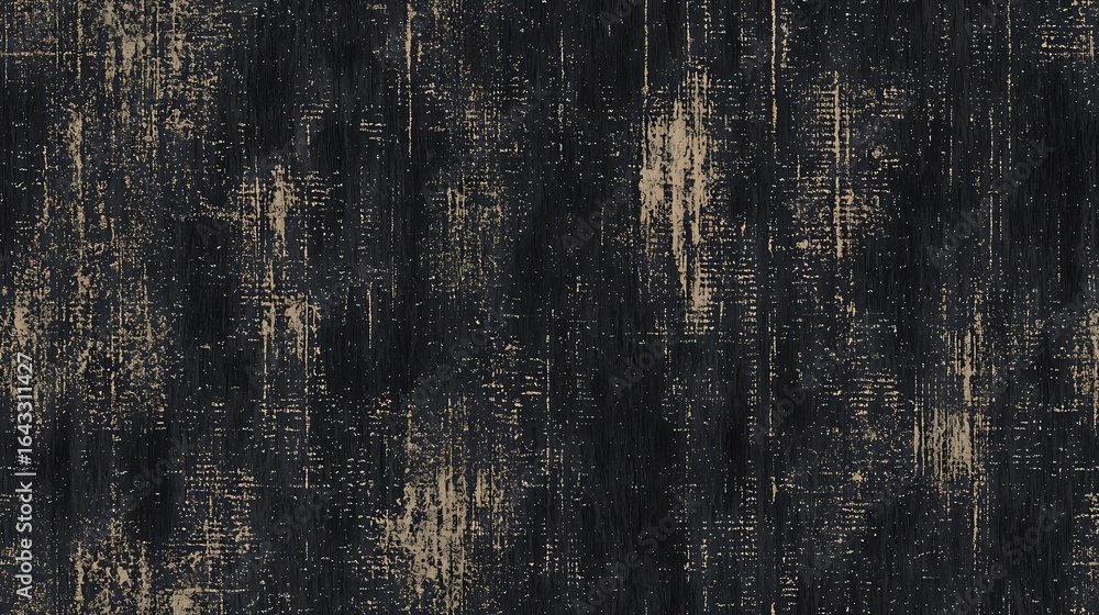 Poster dark grunge texture with distressed vertical scratches and worn beige spots on black background crea