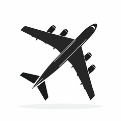 Silhouette of a large modern jet airliner flying with wings spread