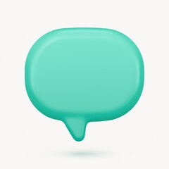 Green speech bubble clipart, 3D shape, marketing graphic