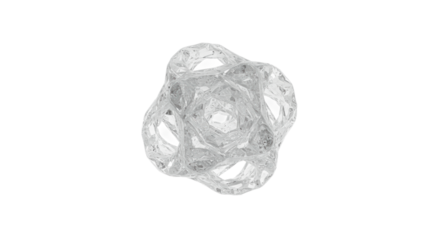 Meticulously rendered ambiguous 3D abstract form with intricate texture, subtle internal depth, cool gray gradients, floating on a transparent background, soft studio lighting, concept of innovation