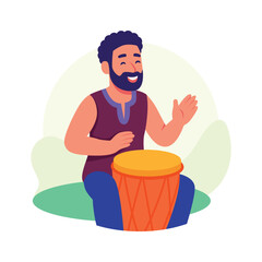Take a look at this amazing illustration of a african man playing djembe drum