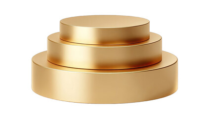 Three tiered, gold, polished podium