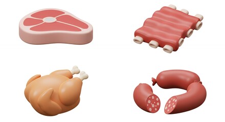 Various meats illustration