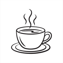 Obraz premium Hot Coffee Cup Icon – Vector Steaming Drink Illustration
