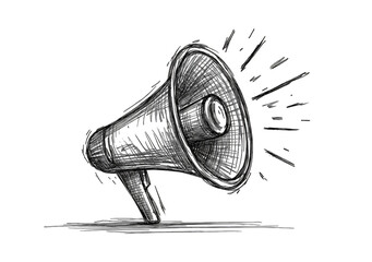 Dark graphic megaphone, radiating light