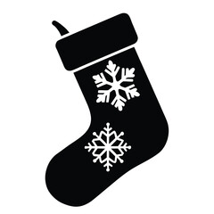 Christmas stocking silhouette with delicate snowflake pattern