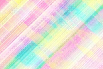 Seamless pastel pattern with pink, green, and yellow thin lines on a light holographic background, soft rainbow checkered texture