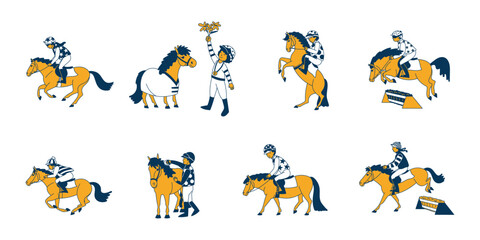 Set with young jockeys and ponies during horse racing