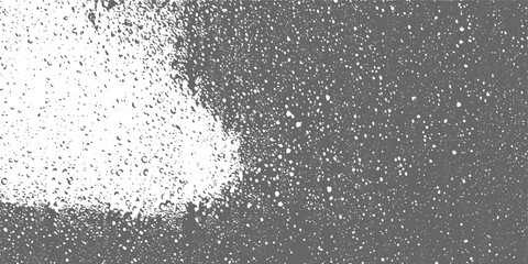 Realistic water drops, condensation on the window,  black and white. Abstract illustration texture of chips, dot noise isolated on transparent background.