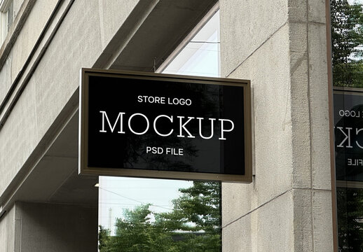 Store logo sign mockup