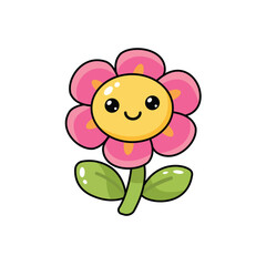 Obraz premium Cute Cartoon Flower with Smiling Face