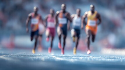 Dynamic track and field race with sprinters in motion