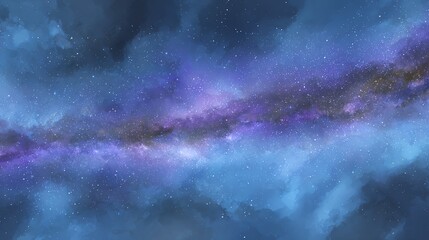 Fototapeta premium A breathtaking cosmic scene showcasing a vibrant galaxy with swirling clouds of stars and dust, capturing the mystery and beauty of outer space.